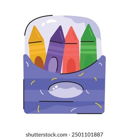 Crayon-Box, ein handgezeichnetes Design gibt das Konzept der pädagogischen Hilfsmittel