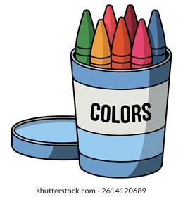 Crayon box isolated vector illustration on white background