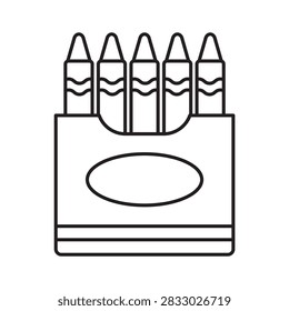Crayon box vector line icon with editable stroke. Outline illustration of wax crayons in a package.