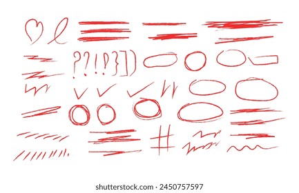 crayon brush underline set. grunge creative text decoration brush line art. brush vector illustration