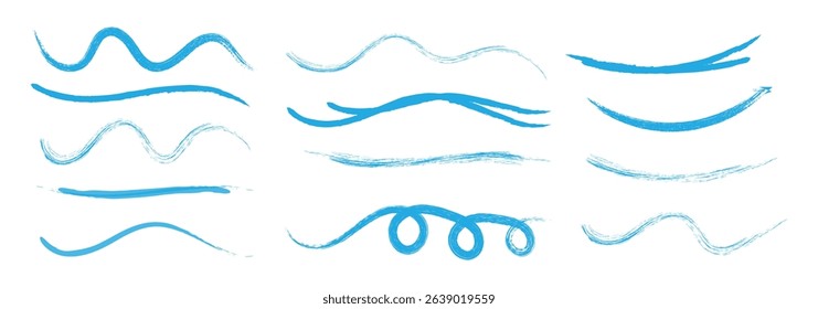 Crayon brush underline stroke set. Yellow brush pen hand drawn underline. Doodle Marker hand drawn stock line. vector illustration.