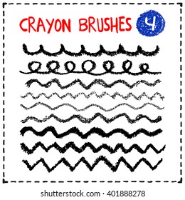 Crayon Brushes set. Hand painted with oil pastel crayons. Graphic design elements for scrapbooking, web site, baby shower or wedding invitation, birthday or greeting card, children book embellishment.