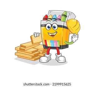 the crayon builder vector. cartoon character