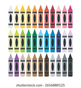 Crayon bundle. Set of crayons in different colors. School supplies. Back to school clipart for kids