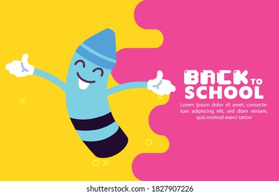 diseño de dibujos animados de crayon, volver a la escuela, lección de clase Tema de la enseñanza Vector ilustración