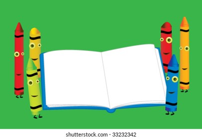 Crayon character scene 6 - vector version