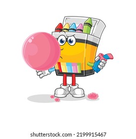 the crayon chewing gum vector. cartoon character