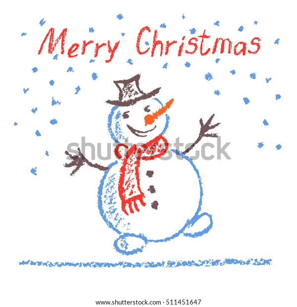 Crayon Childs Drawing Merry Christmas Funny Stock Vector (Royalty Free ...