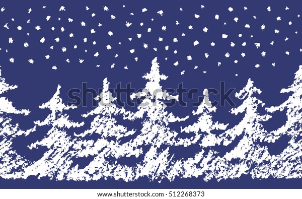 Crayon Childs Drawing Merry Christmas Tree Stock Vector