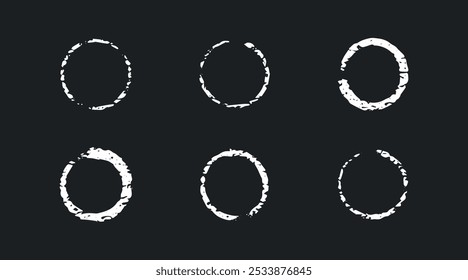 Crayon circle highlight for social media stories. Sketch Charcoal round elements. Stylish design circles for beauty shop, bloggers and social page cover. Vector chalk round marker strokes