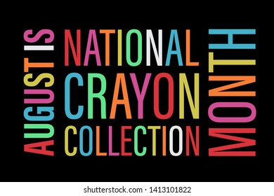 Crayon collection month in August. Poster, card, banner, background design. Vector illustration eps 10