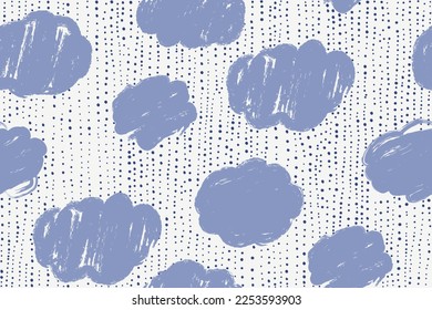 CRAYON COLOR SKY BLUE CLOUD SKETCH WITH RAIN DROPS IN EDITABLE FILE