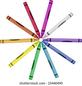 Crayon color wheel - vector illustration