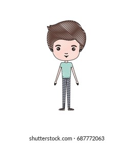crayon colored silhouette of guy standing caricature with short light brown hairstyle and formal clothes vector illustration