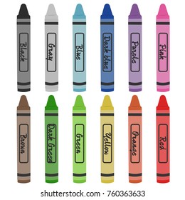 Crayon colors vector illustration. Wax colorful crayons isolated on white background. 