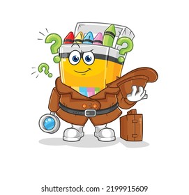 the crayon detective vector. cartoon character