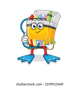 the crayon diver cartoon. cartoon mascot vector