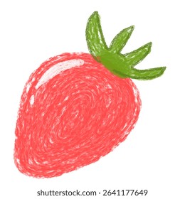 crayon doodle strawberry clipart, playful red berry vector, whimsical fruit drawing