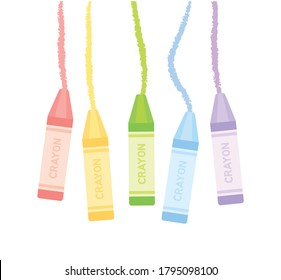 Crayon Drawing Colored Lines. Rainbow Crayon Illustration.