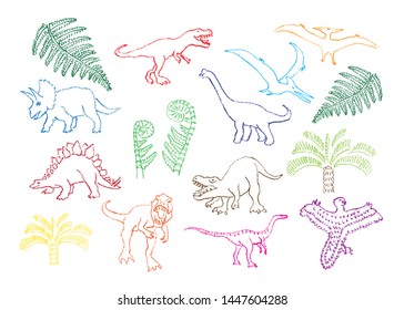 Crayon drawing of a dinosaur