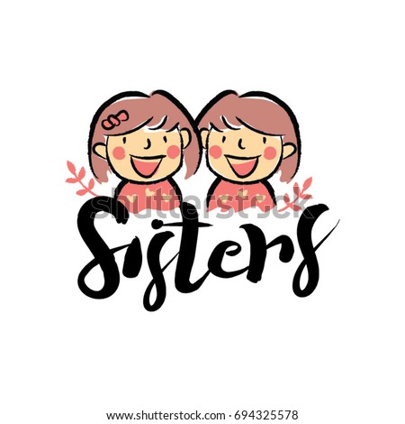 crayon drawing two sisters