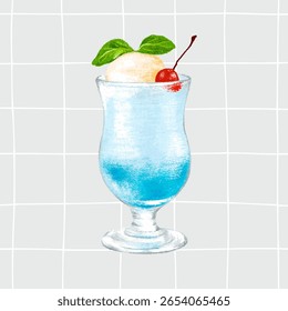 Crayon desenho vetor ilustração de sorvete de refrigerante