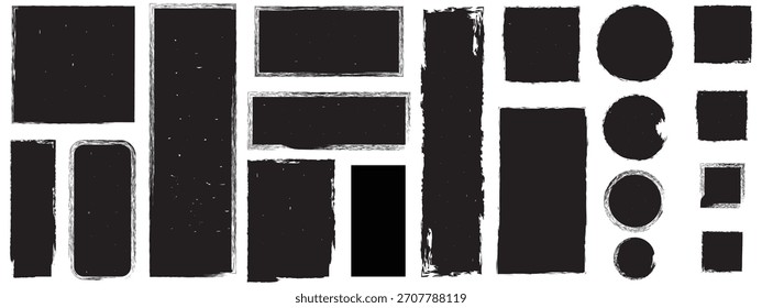 Crayon drawn black grunge rectangles and squares with rough edges. Childish text boxes, empty speech bubbles,Black grunge frames.Hand drawn crayon grunge brush rectangle text ...