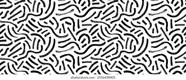 Crayon drawn bold squiggles seamless pattern. Childish swirl scribbles, abstract modern doodle background. Simple childish scribble wallpaper. Vector rough bold lines organic seamless pattern.