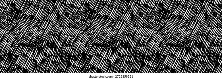 Crayon drawn cross hatch seamless texture. Hand drawn vector background with chalk, pencil or charcoal sketch texture. Crosshatch pencil drawing. Black and white monochrome seamless pattern.