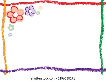 EFECTO DE CRAYON.DIFUNDIR EL DIBUJO. FLOWER.FRAME.FONDO BLANCO.TARJETA DE MENSAJE.DISEÑOS.VECTOR