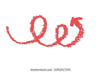 Pfeil für Betonung. Handgezeichnete rote Kohlensymbole für handgezeichnete Diagramme. Doodle einfach unterstreichen Symbol. Vektorgrafik einzeln auf Weiß