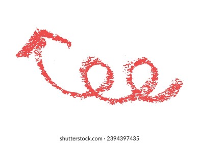 flecha de énfasis de crayon. Símbolos dibujados a mano de carbón rojo para diagramas dibujados a mano. Icono de subrayado simple de Doodle. Ilustración del vector aislada en blanco