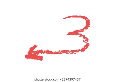 crayon emphasis arrow. Hand drawn red charcoal symbols for hand drawn diagrams. Doodle simple underline icon. Vector illustration isolated on white