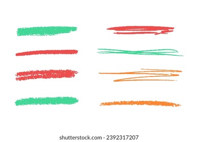 el énfasis de crayon subraya. Líneas de rizos de carbón vegetal dibujadas a mano, gafas y formas para diagramas. Icono de dibujo simple Doodle. Ilustración vectorial aislada en blanco.