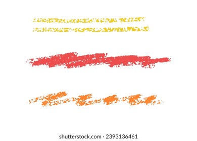 crayon emphasis underline. Hand drawn colored charcoal curly lines, squiggles and shapes for diagrams. Doodle simple sketch icon. Vector illustration isolated on white.