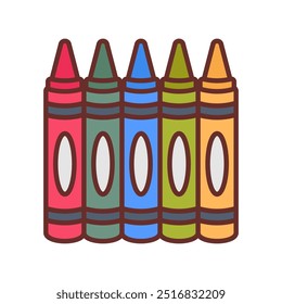 Crayon Filled Icons , Vector illustration