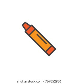 Crayon filled outline icon, line vector sign, linear colorful pictogram isolated on white. Felt pen symbol, logo illustration. Pixel perfect vector graphics