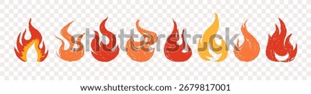 Crayon fire flame icon. Hand drawn vector illustration with red scribble stroke. Abstract hot flame silhouette for logo, punk doodle art, heat symbol, clipart, or graphic design element.