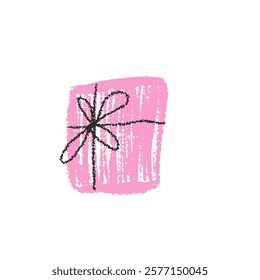 Crayon gift box. chalk holiday decoration. Vector illustration isolated on white background
