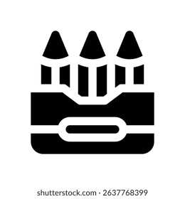 crayon glyph icon. Strong and solid vector icon for websites, mobile interfaces, presentations, and visual branding. High quality and easy to edit.