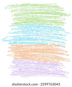 Crayon hand drawn design element, frame, copy space or background. Pastel chalk or pencil colorful, grainy grunge texture. Vector rough scribbles template text banner. Kids style doodle art stroke