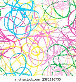 Crayon Hand drawn lines seamless pattern. Doodle design element.