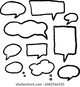 Crayon handgezeichnete Rede Blase Set Comic Buch Gespräch Element