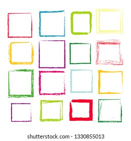 crayon hand drawn square frames. vector design elements