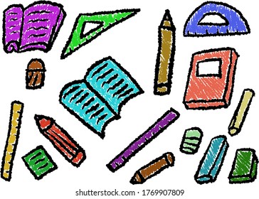 Pintura de la mano de un cejón en cada medio. Colorida textura de garabato de crayón. Lugar de color pastel de cera.