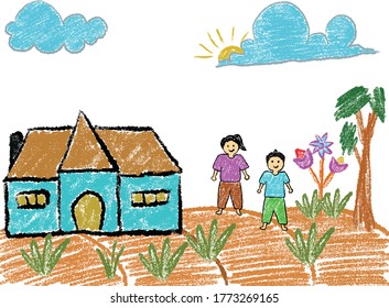 Crayon hand painting in every medium. Colorful crayon scribble texture. Wax pastel spot.
