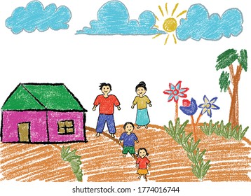 Crayon hand painting in every medium. Colorful crayon scribble texture. Wax pastel spot.