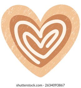 Crayon Heart Cookie with Chocolate Cream – Sweet Holiday Vector Illustration