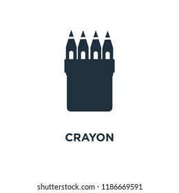 Crayon icon. Black filled vector illustration. Crayon symbol on white background. Can be used in web and mobile.