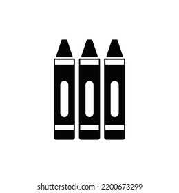 crayon icon in black flat glyph, filled style isolated on white background